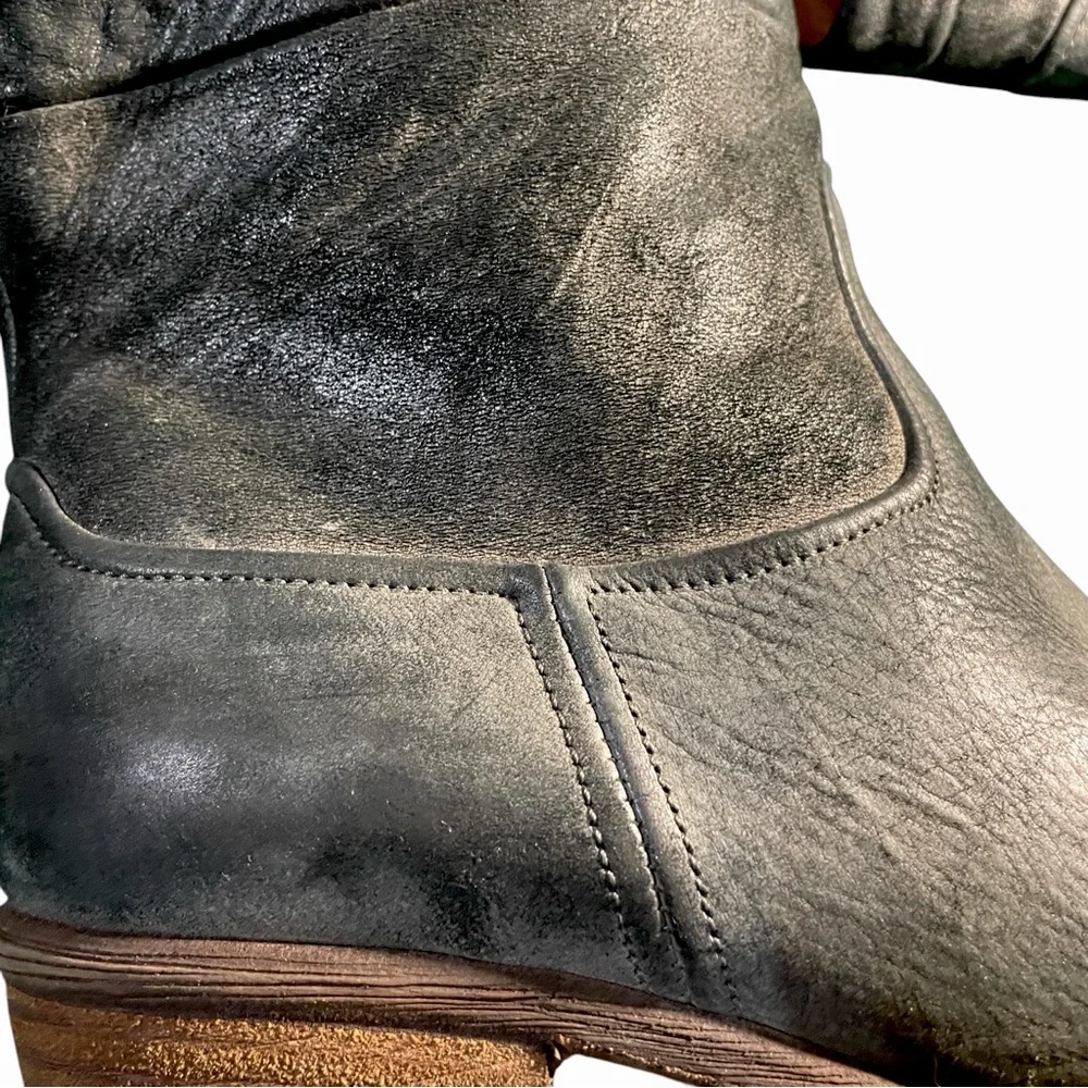 Donal J Pliner Darua Gray Leather Ankle Boots Western Vibe Side Zip Women’s 8.5